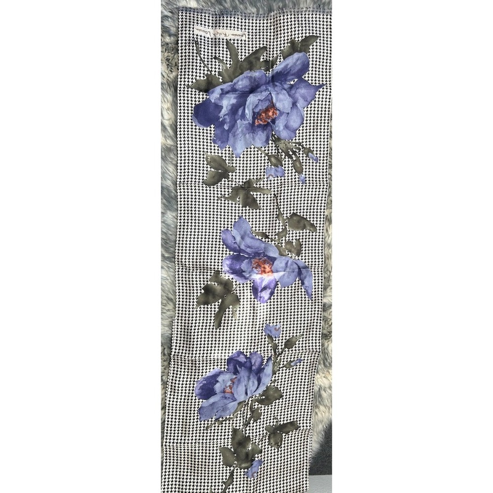 Vintage Lauren Ralph Lauren Houndstooth Floral Scarf Blue Purple Women's